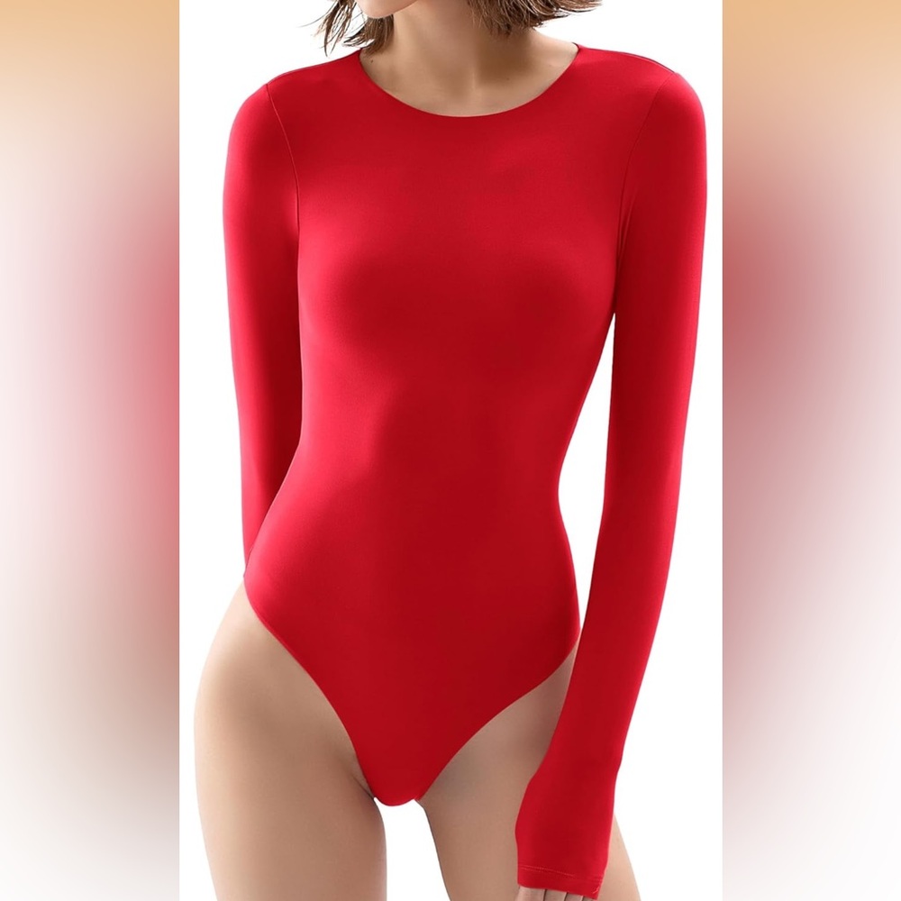 PUMIEY Women's Crew Neck Long Sleeve Bodysuit